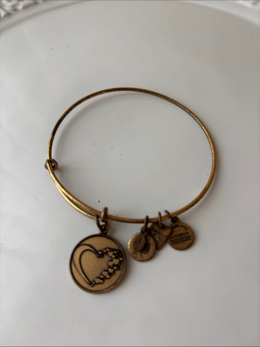 Alex & Ani Gold Tone Cupids Heart Charm Bangle Bracelet - Women Jewelry